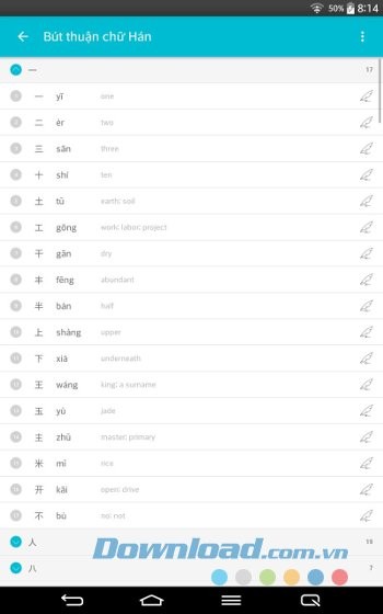 Bảng chữ Hán trên ChineseSkill