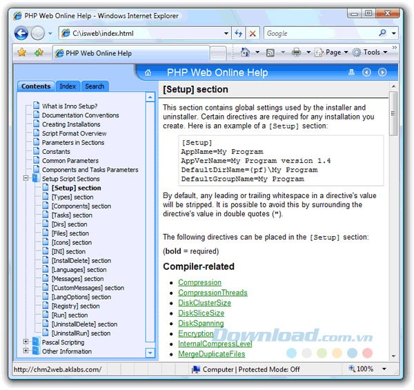 Giao diện phần mềm chm2web