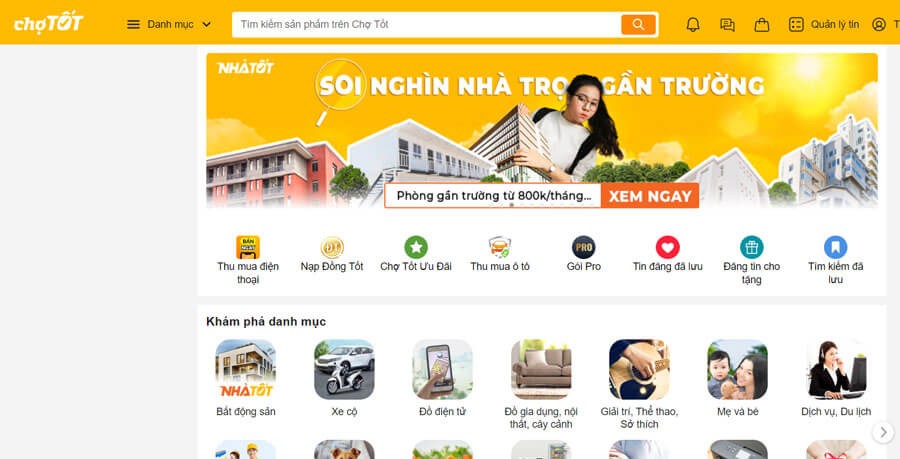 Truy cập Chợ Tốt (Chotot) để đăng tin rao vặt miễn phí.