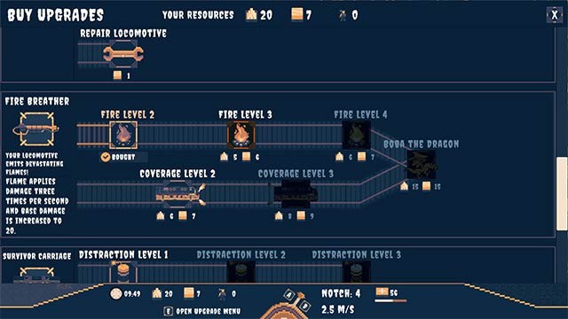 Thu thập tài nguyên và tập hợp người sống sót để nâng cấp xe lửa quái vật