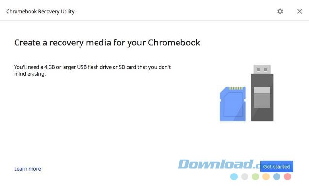 Giao diện Chromebook Recovery Utility