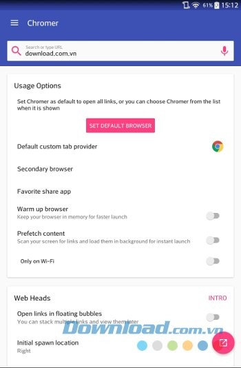 Giao diện ứng dụng Chromer
