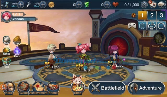 Giao diện chơi của Chrono Saga