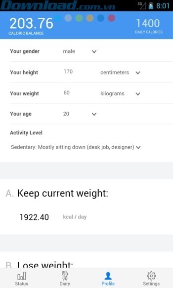 Theo dõi sự tăng giảm của cân nặng