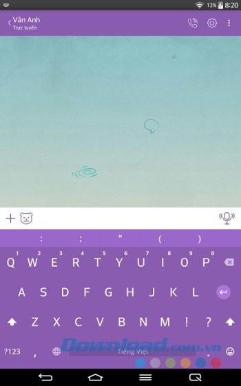Giao diện bàn phím Chrooma Keyboard khi chat Viber