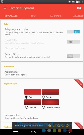 Giao diện ứng dụng Chrooma Keyboard
