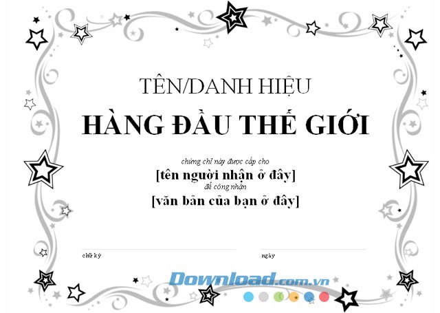 Chứng chỉ hàng đầu thế giới - Đen trắng