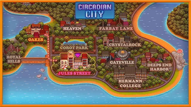 Phiêu lưu khám phá các địa điểm thú vị trong game Circadian City
