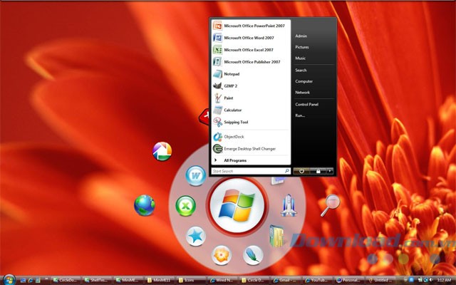 Tùy biến biểu tượng và kích cỡ Circle Dock