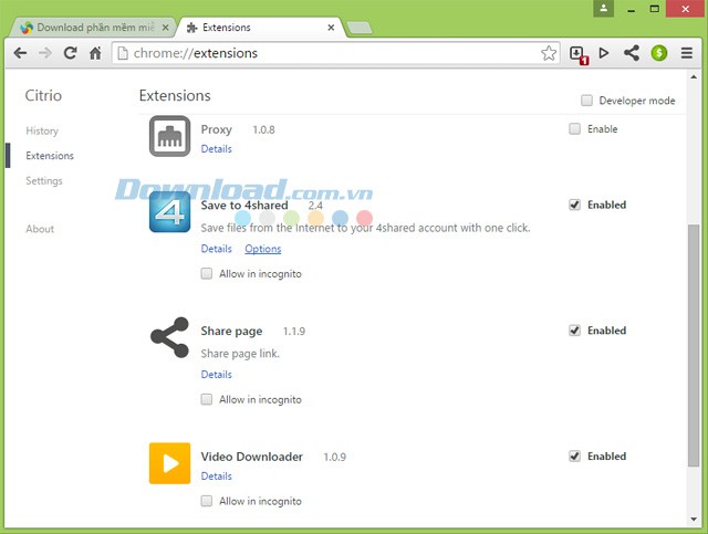 Quản lý phần mở rộng