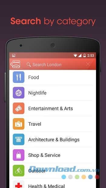Tìm kiếm theo thư mục trên City Maps 2Go
