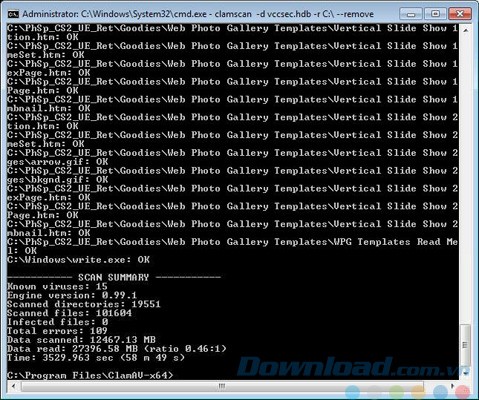 Giao diện của ClamAV