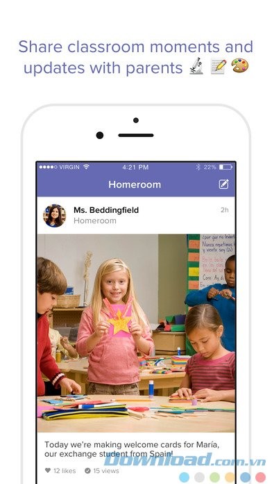 Chia sẻ mọi hoạt động tại lớp học