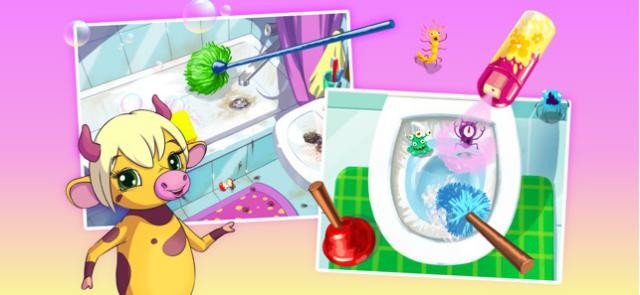 Bé tập dọn dẹp nhà cửa trong game Clean Up Kids cho iOS