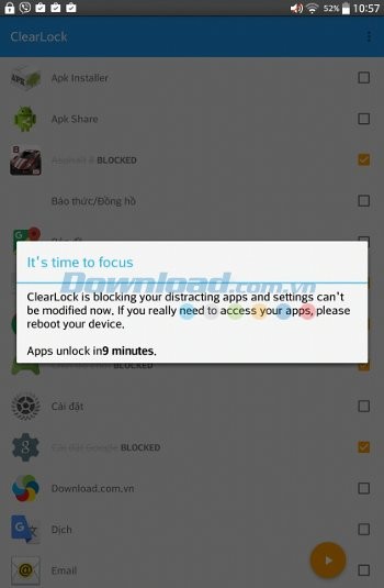 Hẹn giờ block ứng dụng