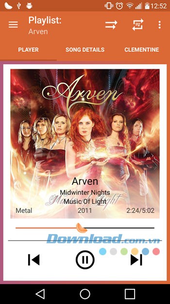 Giao diện sử dụng ứng dụng Clementine Remote