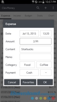 Nhập nội dung vào ClevMoney cho Android