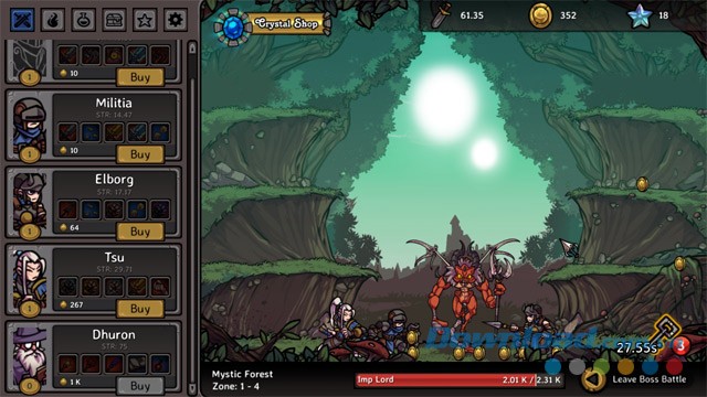 Mua các vị anh hùng trong game nhấp chuột Clicker Guild cho máy tính