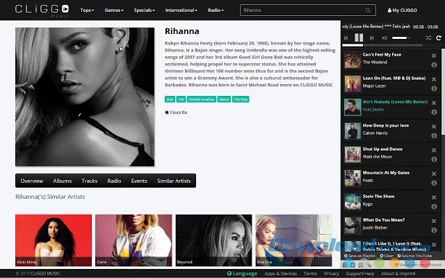 Nghe các bản nhạc hấp dẫn bằng ứng dụng web CLiGGO MUSIC