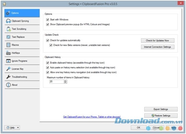 Giao diện phần mềm quản lý clipboard tốt nhất cho Windows