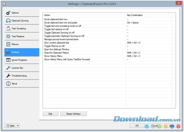 Nhiều phím nóng tiện ích khi sử dụng ClipboardFusion