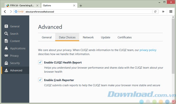 Những dữ liệu mà CLIQZ thu thập