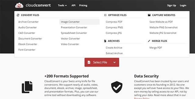Cloud Convert hỗ trợ chuyển đổi audio, video, tài liệu, ebook, ảnh, bản trình bày,...