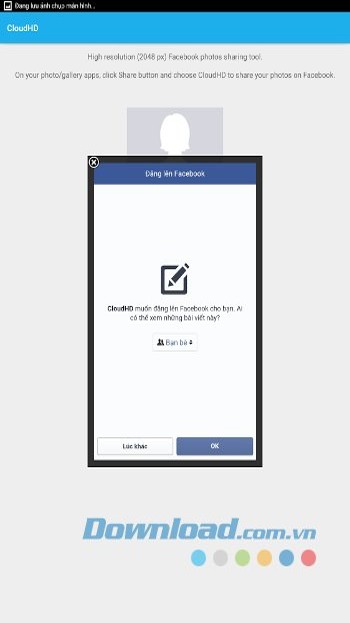 Cho phép đăng lên Facebook nhanh chóng