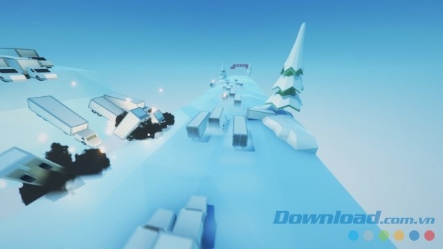 Nhảy lên nóc của nhiều chiếc xe tải trong game hành động Clustertruck