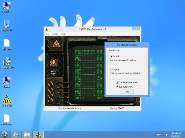 Giao diện hoạt động của CMOS De-Animator v3