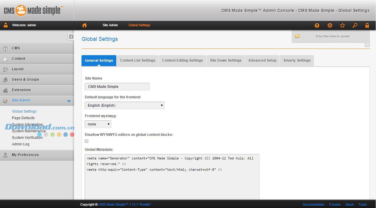 Cài đặt tùy chỉnh khi sử dụng CMS Made Simple