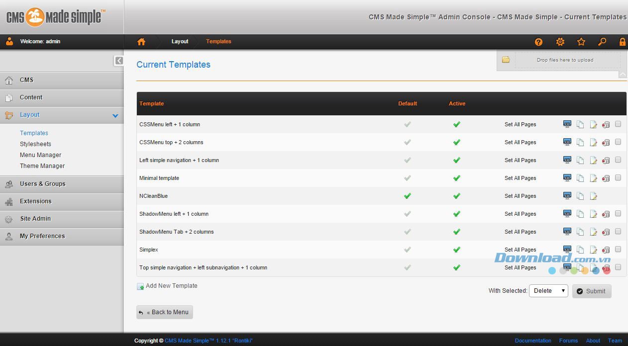 CMS Made Simple sử dụng thư viện Smarty để quản lý các mẫu