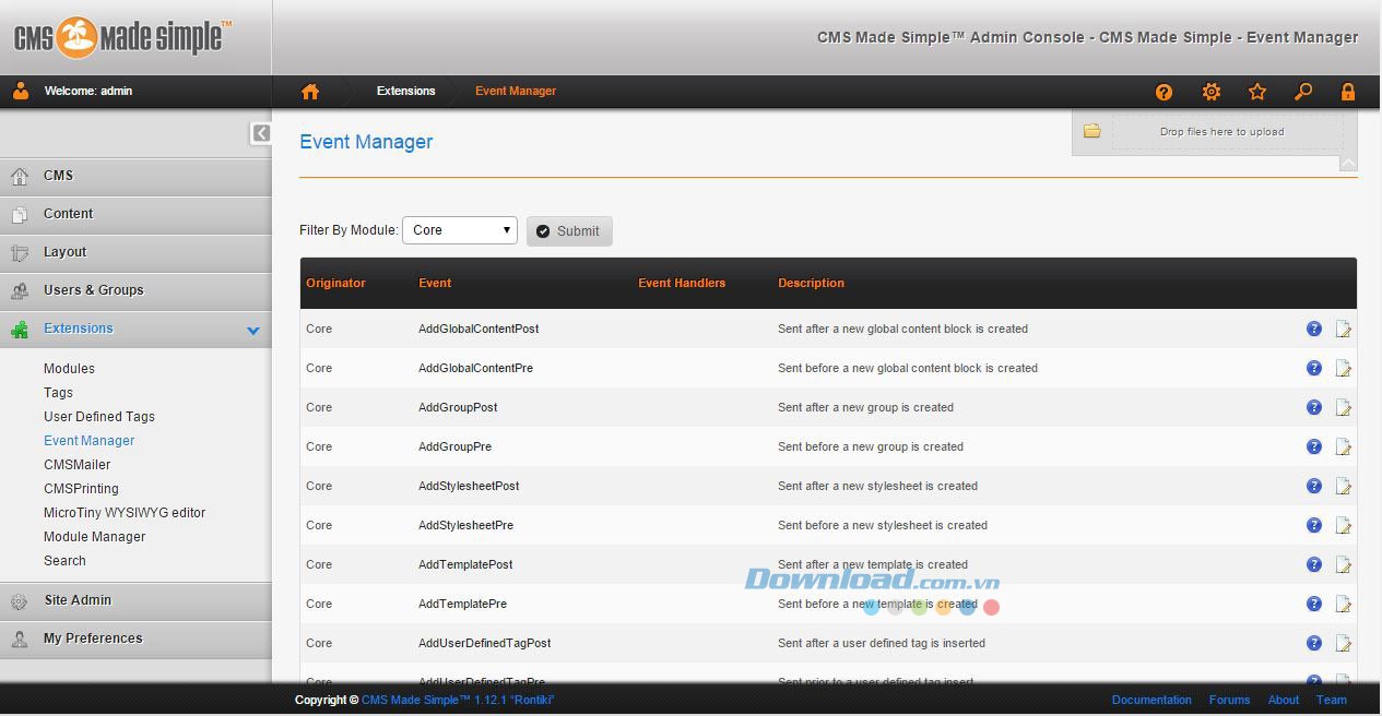 Danh sách module trong CMS Made Simple