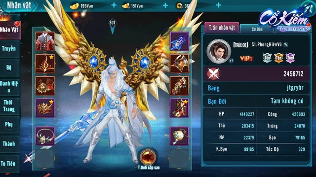 Trang bị cho nhân vật trong Cổ Kiếm Tình Duyên