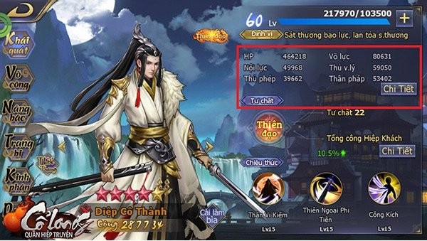 Chỉ số nhân vật của Cổ Long Quần Hiệp Truyện