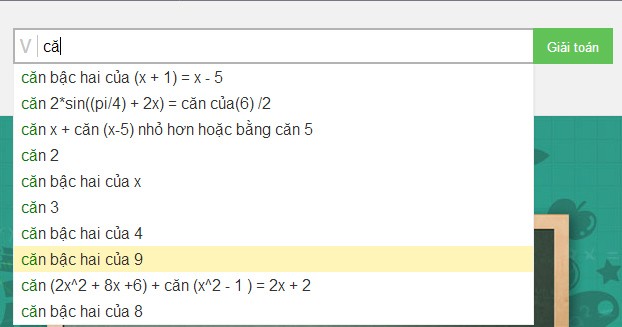 Giải Toán bằng trình duyệt Cốc Cốc