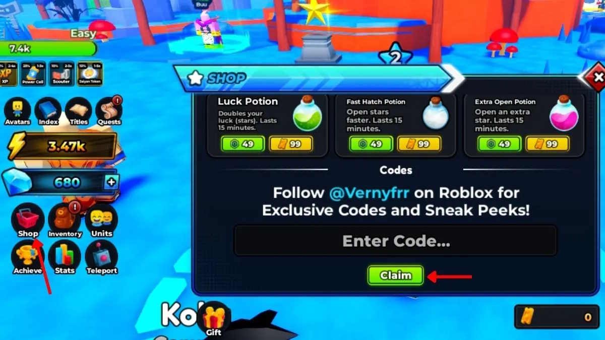 Màn hình đổi code Anime Destroyers