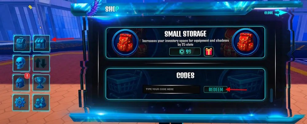 Giao diện nhập code Arise Ragnarok