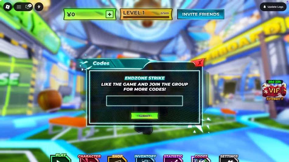 Giao diện nhập mã Endzone Strike