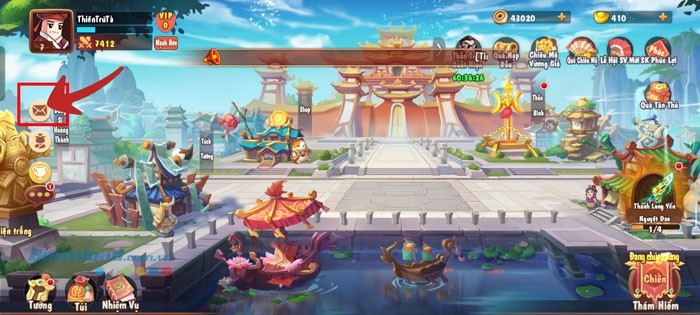 Nhấn vào biểu tượng hòm thư