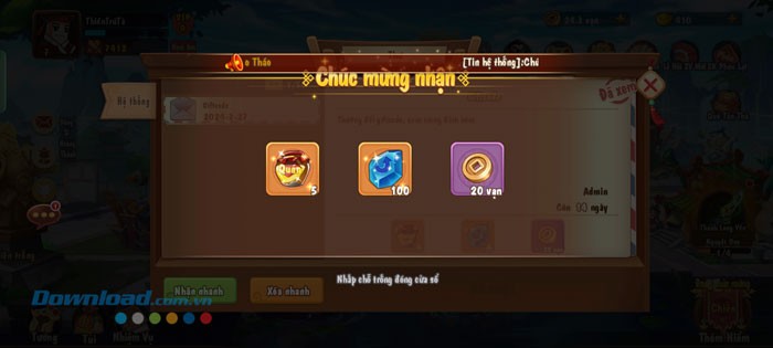 Chạm vào màn hình để nhận những phần quà