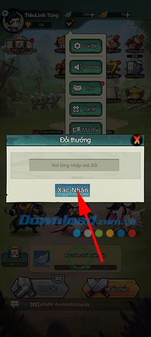 Hướng dẫn nhập code game Đại Võ Lâm