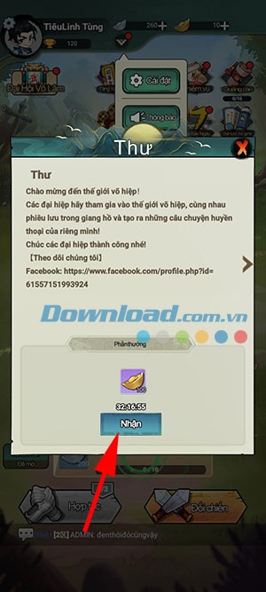 Hướng dẫn nhập code game Đại Võ Lâm