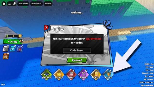 Hướng dẫn nhập code Detonate đổi quà trong Roblox