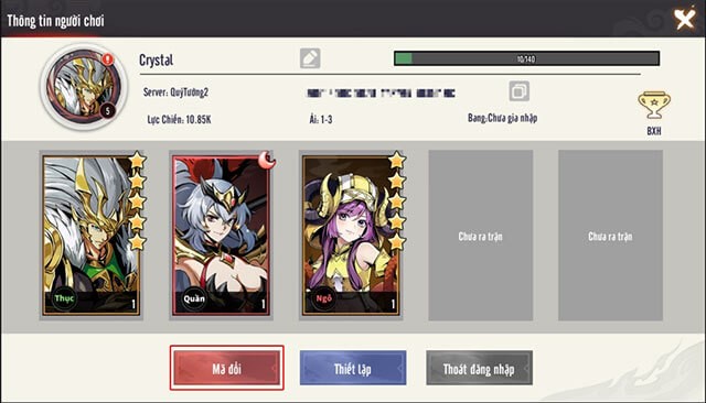 Hướng dẫn nhập code Quỷ Tướng 3Q