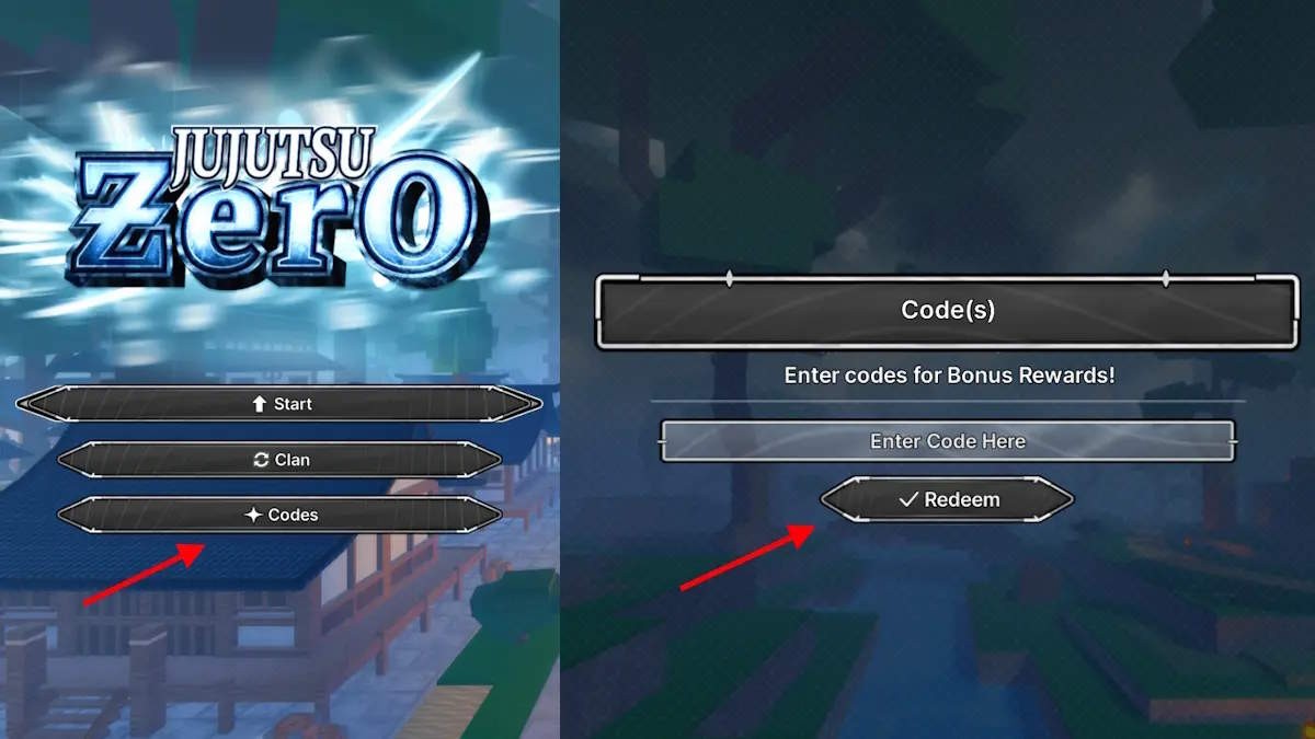 Màn hình đổi code Jujutsu Zero