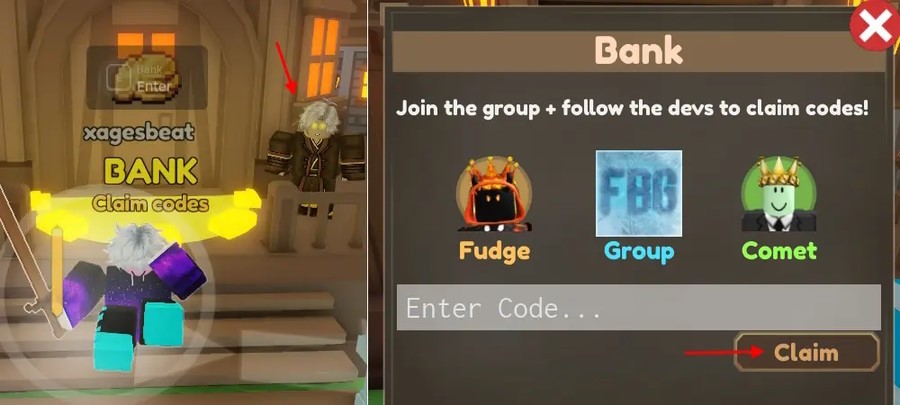 Cửa sổ đổi code Pixel Blade