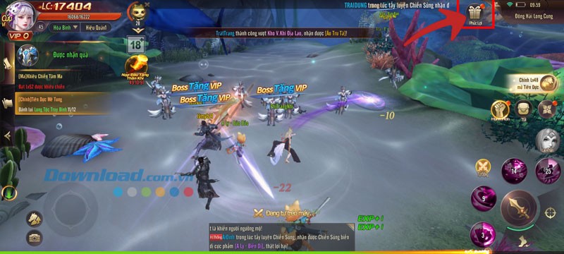 Nhấn vào biểu tượng hộp quà