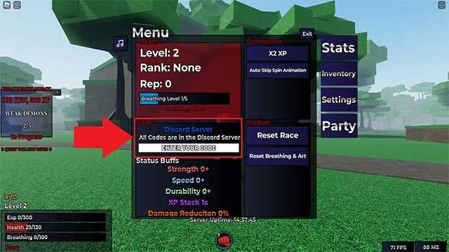 Nhập mã vào hộp văn bản rồi nhấn Enter để nhận thưởng