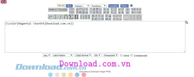 Giao diện ứng dụng CodeCogs Equation Editor